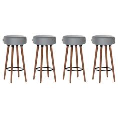 Kit 4 Banquetas Alta Pés Palito Roma Cinza 70cm