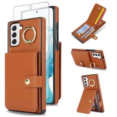 Asuwish Capa de celular para Samsung Galaxy S22 Plus S22+ 5G Capa carteira celular com anel protetor de tela de vidro temperado com bloqueio de RFID, compartimento para cartão de crédito S22+5G