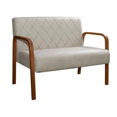 Namoradeira Lara Sofá 2 Lugares Braço Madeira Bella Decor