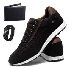 Tênis Polo Blu Sapatenis Jogger Casual Esporte Fino Kit Com Carteira Mais Relógio Masculino-Masculino