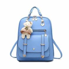 Bolsa Mochila Feminina Com Chaveiro Urso Couro Casual BL1201 - Kinglee