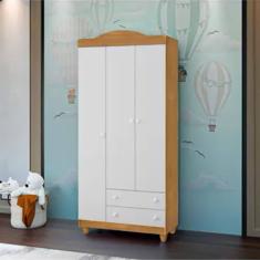 Guarda Roupa Lara 3 Portas E 2 Gavetas Nature / Branco