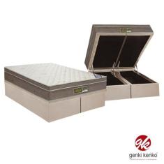 Conjunto Cama Box Baú Queen + Colchão Molas Ensacadas Queen Linha Gold