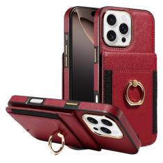 S. Tedazo Capa carteira compatível com iPhone 16 Pro Max com suporte para cartão de crédito e suporte de anel de rotação de 360°, capa flip de couro com bloqueio RFID à prova de choque para iPhone 16