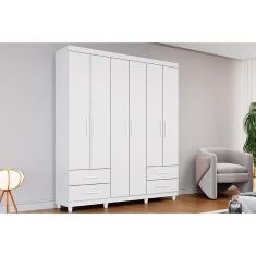 Guarda Roupa 6 Portas E 4 Gavetas C- Pés Canadá Plus Branco - Conquista