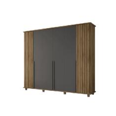 Guarda Roupa Ripado França 6 Portas Cinamomo/Grafite – RV Móveis