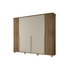 Guarda Roupa Ripado França 6 Portas Cinamomo/Off White – RV Móveis