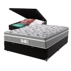 Cama Box Baú Preto E Colchão Casal Evolution Probel