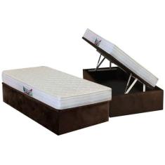Cama Box Baú Solteiro: Colchão Espuma Herval D28 / AG65 Frontier + Bas