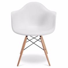 Cadeira Melbourne Eiffel Charles Eames Branco Base Madeira - D'Rossi