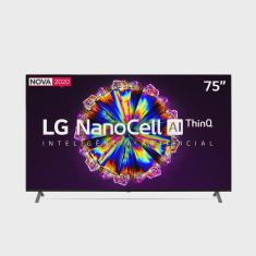 Smart TV 75'' 4K LG ips NanoCell ThinQ ai Google Assistente Alexa iot 4 hdmi 3 USB WiFi Bluetooth-75NANO90SNA