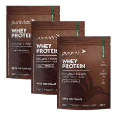 3x Whey Protein Isolado- Dark Chocolate- 450g- Pura Vida 