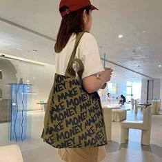 KBREE 2022 Nova bolsa de lona artística feminina de um ombro sacola de compras vintage bolsa feminina de grande capacidade