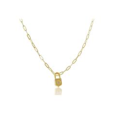 Colar Corrente Cartier Pingente Cadeado Folheado Ouro 18k