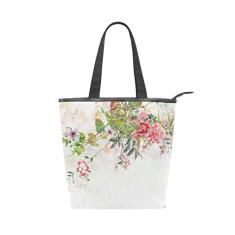 Bolsa de ombro feminina ALAZA Tote Canvas Canvas Flower Spring