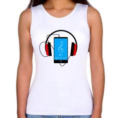 Regata Feminina Headphone Smartphone - Foca Na Moda