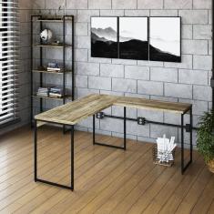 Escrivaninha L Estilo Industrial 150x140cm Dynamica Yescasa Carvalho / Preto