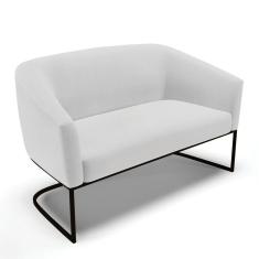 Sofá Namoradeira 2 Lugares Base Industrial Preto Stella Linho Cinza A05 D03 - D`rossi