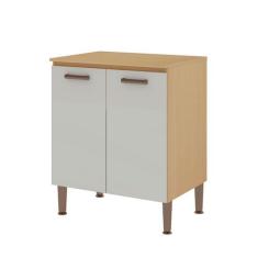 Balcão de Cozinha 70cm 2 Portas Freijo/White Laca Brilho - Genialflex,