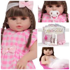 Boneca Reborn 100% Vinil Siliconado Com Bolsa Vários Itens - Cegonha R