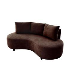 Sofa Orgânico Curvo Feijão 195cm Boucle Venus Estofama, Marrom
