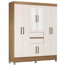Guarda Roupa Casal 8 Portas Com Espelho 82060EL Amendola Off White Demobile