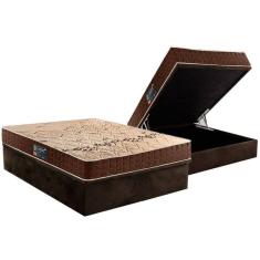 Conjunto Box Baú Casal: Colchão Espuma D28 Confort + Base Crc Suede Brown (138x188)
