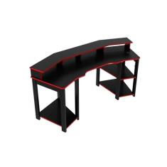 Mesa De Computador Solteiro Gamer Me4167 Preto Vermelho Tecno Mobili