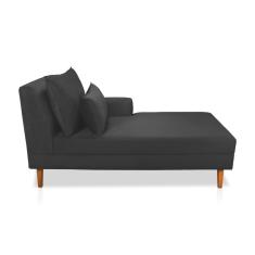 Divã Chaise Jade 1,60 Cm Pés Chanfrado Preto Grafite