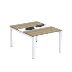 Mesa Plataforma Dupla Com Pé De Aço Para Coworking 120x140-2p Pdc12-14-2p Noce Naturalle-branco