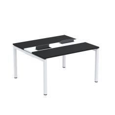 Mesa Plataforma Dupla Com Pé De Aço Para Coworking 130x120 Pdc13-12-2p Preto-branco