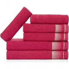 Jogo De Toalhas Luxury Soft Beka 360 G m² 2 Banho + 2 Rosto + 2 Piso Luxo Cereja