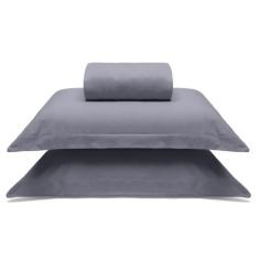 Jogo De Cama Buettner Queen Malha 100% Algodao Liso 3 Peças Image Cinza