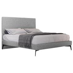 Cama Casal King Com Cabeceira 199cm Pés Metálicos Elisa S05 Linho Cinza - Mpozenato