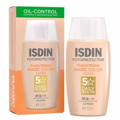ISDIN Protetor Solar Facial Fusion Water Magic Color FPS50, Claro, 50m