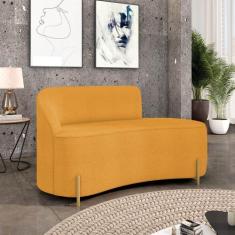 Sofá 2 Lugares Orgânico 140cm Pé Dourado Morgan Bouclê Mostarda - D Ro