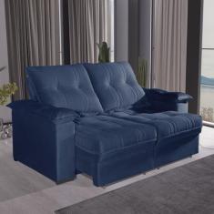 Sofá 2 Lugares 1,80m Retrátil e Reclinável Matteo Bom Pastor, Azul Vel