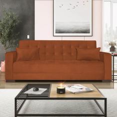 Sofá Cama 3 Lugares Jobim Suede - Amarena Móveis Terracota