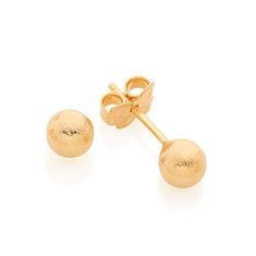 Brinco Rommanel Banhado Ouro Pequena Bolinha Fosca Segundo Furo 526031