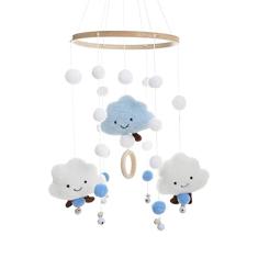 Móbile Nuvem Decorativo Com Sininhos Para Berço de Bebê (Azul)