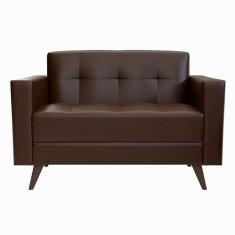 sofá 2 lugares vitrola revestimento sintético café 123 cm