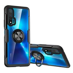 SORAKA Capa transparente para Huawei Nova 5T com suporte para anel,capa de PC rígida transparente Capa Huawei Nova 5T com placa de metal para suporte magnético de telefone para carro