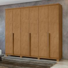 Guarda-Roupa 6 Portas 4 Gavetas 100% MDF Alonzo com Pés Amêndoa Clean