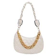 Bolsas de ombro pequenas femininas modernas de couro leves com alça removível, Branco