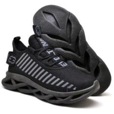 Kit 2 Tênis Esportivo Sola Trançada Masculino Treinos Leve e Confortável Black e Bordô-Masculino