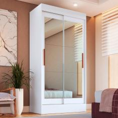 Guarda-Roupa Solteiro Lyon 2 Portas de Correr 2 Gavetas Espelhado Branco - Doripel Móveis