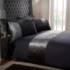 Jogo De Cama Solteiro King 400 Fios Preto Com Grafite 6 Pç - Casa Da F