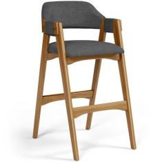 Banqueta Alta Para Cozinha Sala de Jantar Bar Suran L02 Linho Cinza Es