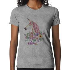 Baby Look Plena Unicórnio - Foca na Moda, Cinza, GG