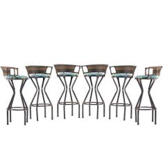 Kit 6 Banquetas Charme Assento Estofado para Área Gourmet  - Coage Móv